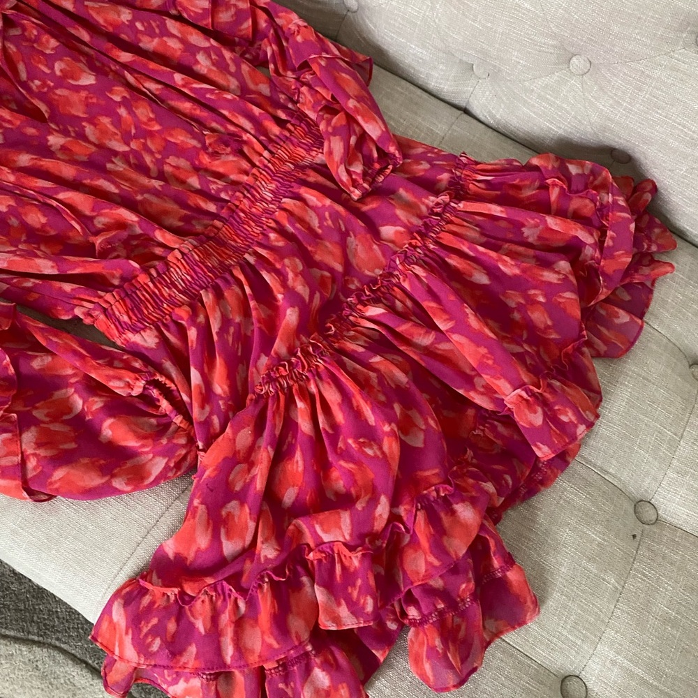 MISA Los Angeles long sleeve ruffle mini dress - Picture 4 of 6